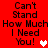 Red background with black pixelated text reading "Can't Stand How Much I Need You!" and a white heart symbol, repeated twice in a