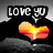 Animated heart-shaped sunset with text changing from 'LOVE YU' to 'FOREVER' to 'ND ALWAYS' above a dark landscape.