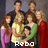 Pixelated group portrait of six people in casual clothing with a gray background and white text reading 'Rebo' at the bottom.