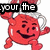Red cartoon character with white hat and white apron, smiling, in six with changing text overlays