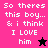 Pixelated text reads "So theres this boy... & i think I LOVE him" with a star symbol, displayed across four color variations.