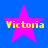 Four identical pink star icons with yellow text "Victoria" on a blue background, arranged in a