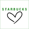 Green pixelated text 'STARBUCKS' above a black hand-drawn heart on a white background with a light green border.