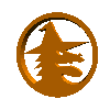 A circular golden icon with a stylized tree symbol, shown in multiple rotational views from full front to side angles.