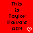 Red background with repeated black text "This is Taylor Paiva's AIM" and white pixel hearts, one heart missing in the bottom-right corner of the
