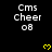 Black background displays repeated "Cms Cheer 08" text with yellow heart symbols in a , partially cropped at bottom right