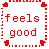 A 5x5 contact sheet of animated frames showing red text phrases on white backgrounds with dotted borders and corner hearts, arranged in a grid pattern.
