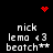 Pixelated text and red symbols on black background with animated red dot patterns changing position.