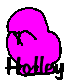A pink cartoon character with multiple expressions and gestures, each labeled 'Holley' in black script below.