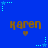 Blue background with repeated brown text 'karen' and small brown hearts, surrounded by light blue star shapes connected by dotted lines.