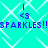 Cyan background with white diamond lattice pattern, purple text "SPARKLES!!SPARKLES!!" and blue "<3" symbols above each text line.
