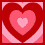nine pixelated heart patterns in varying shades of red and pink, each with nested hearts showing different color layering