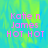 Pixelated text 'Katie n James HOT HOT' in pink on a blue-green gradient background with visible pixelation and color bleeding.