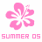 Nine pixelated hibiscus flowers in a , each with distinct pastel colors and identical text below reading 'SUMMER OS' matching the flower's hue