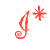 Red cursive letters 'J', '<3', and 'U' with star symbols on white background, partially cropped at bottom right.