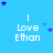 Blue background with white text 'I Love Ethan' repeated in a , surrounded by blue and purple stars that shift position across frames