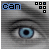six showing a close-up of a blue-eyed person's eye with text overlays and pixelated squares in the top-right corner