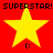 Red background with four yellow stars and repeated 'SUPERSTAR! SUPERSTAR!' text in black pixelated font, each star has a small colon below it.