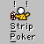 Pixelated yellow cartoon character with black eyes and mouth, holding a red-and-white checkered object under two white exclamation marks above its head.