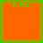 Two identical orange squares with green lines and 'K.M.L.' text at top, displayed side-by-side in a static composition