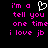 Pixelated text in bright pink on black background with a white heart symbol replacing 'a' in 'i'm a' on the left side.