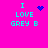 A bright pink background displays cyan text reading "I LOVE GREY B" with a blue heart symbol in the top-left and a blue starburst symbol in the top-right.