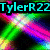 A four- displays text and a character image with animated color transitions