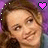 nine identical portrait images with a purple background, each featuring a person with brown hair and light blue clothing, topped by a pixelated heart icon in varying colors