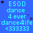 Blue background with repeated light blue text and small dark stars, featuring 'ESOD dance 4 ever' and 'dance4life <333333' in a pattern