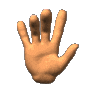 Nine 3D-rendered hand icons in a , showing variations of open palm and rock-on gestures with different finger positions and nail colors