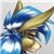 Pixelated blue and brown character with pointed ears and a small horn, holding a yellow object against a light background.