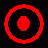 A 3x2 contact sheet of six pixelated frames showing a red and black target-like animation with text elements "TAG..." and "U R it!" on white backgrounds.