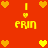 Red background with yellow pixelated hearts and text 'ERIN' in a pattern, featuring animated heart color changes