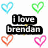 Pixelated text blocks with heart symbols in blue, green, orange, and pink surrounding them on a white background.
