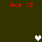 Pixelated red text "Ace <3" appears four times on a dark green background with two white and two gray heart icons positioned below the text.