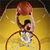 Static pixelated icon of a basketball player in mid-dribble pose with yellow background and red accents, rendered at low resolution.