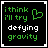 Green text 'i think i'll try' and 'defying gravity' on black background with white border, heart symbol changes from closed to open in animation.