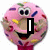 Pink donut-shaped character with sprinkles, eyes, and mouth; text overlays change across frames.