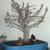 Static pixelated image of a tree with bare branches against a light background, with a dark shape below it on a blue base.