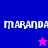 Four display 'MARANDA' text with star symbols on blue, purple, pink, and dark purple backgrounds