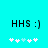 Two identical pixel art icons display 'HHS :]' text above five white and light blue plus signs on a cyan background.