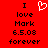 Red background with black text reading 'I love Mark 6.5.08 forever' and a white pixelated heart symbol above the text.