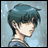 Pixelated anime-style character with teal hair in profile view against light blue background, next to black with white text