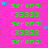 identical pixelated text elements on a bright pink background, with scattered blue and purple stars