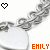 A pixelated icon shows a white bottle with gray smoke rising, an orange heart above it, and 'EMILY' text below in orange.