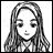 Black-and-white pixelated image of a female character with long hair, split into two sections with text on the right.