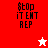 A four- displays pixelated text and star symbols with color variations