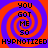 Red and blue spiral background with black text reading YOU GOT ME SO HYPNOTIZED repeated in four quadrants.