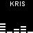 Black background with white pixelated text 'KRIS' repeated four times and horizontal bar patterns resembling audio equalizers.