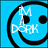 A blue square icon with a black smiley face outline, displaying changing white text across four